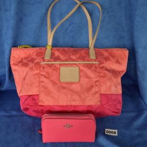 Coach Nylon Signature tote and makeup bag 008